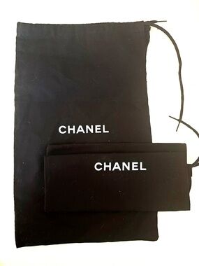 CHANEL Shoe Dust Bags Linen Fabric, black